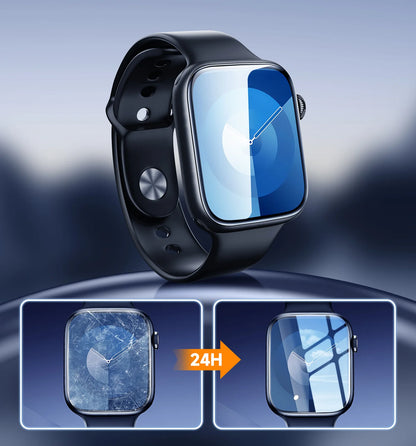 Magic John Apple Watch シリーズ ガラスフィルム ガイド枠付き 気泡なし 強吸着性 スマートウォッチ スクラッチ防止 HDクリア 保護フィルム 全面保護